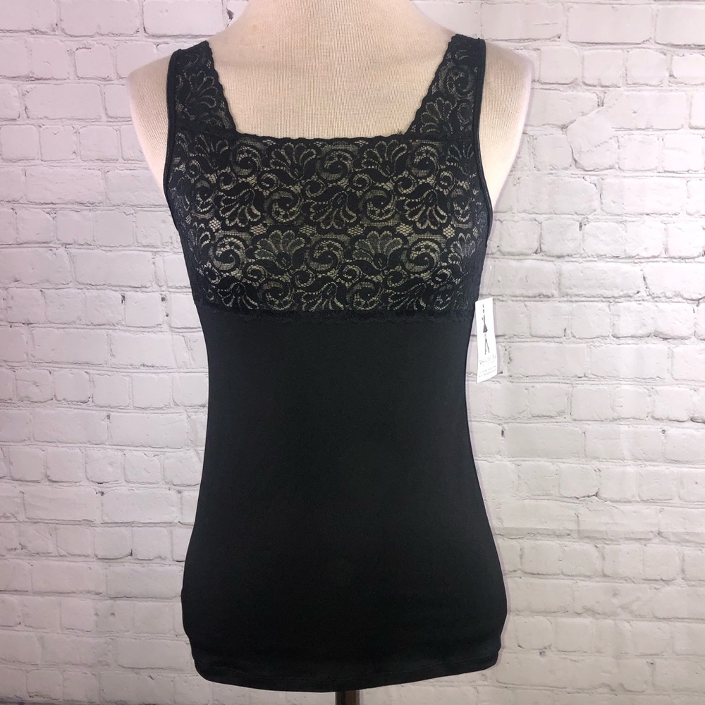 Cabernet Lace-Overlay Microfiber Camisole Sz Small